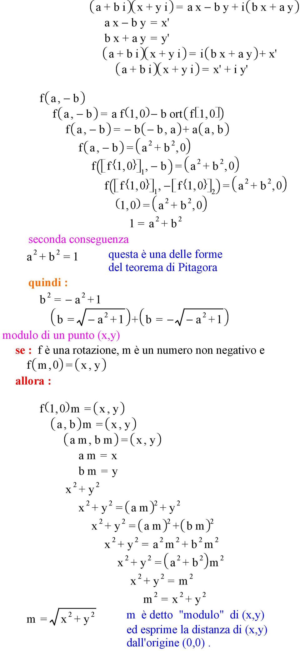 = + modulo d un punto (,) se : f è un rotzone, m è un numero non negtvo e f m, =, llor : f, m =,, b m =, m, b m =, m = b m