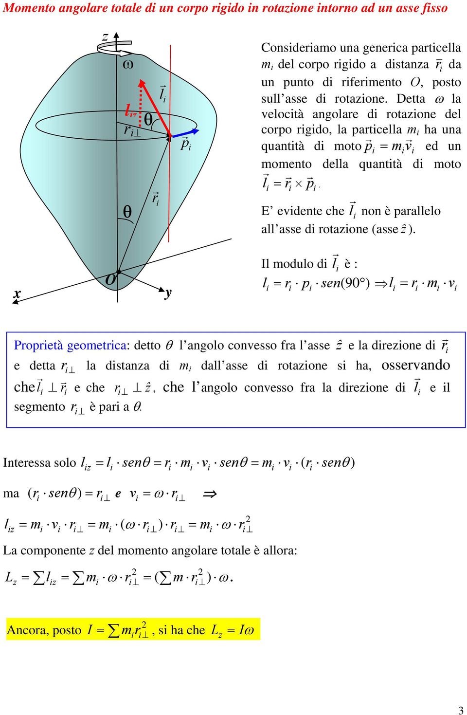 x y Il modulo d l è : l = p sen( 90 ) = m v l Popetà geometca: detto θ l angolo convesso fa l asse ẑ e la dezone d e detta chel e che ẑ segmento è pa a θ.