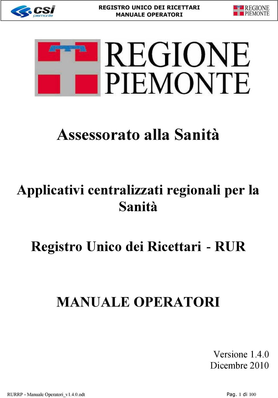 Registro Unico dei Ricettari - RUR