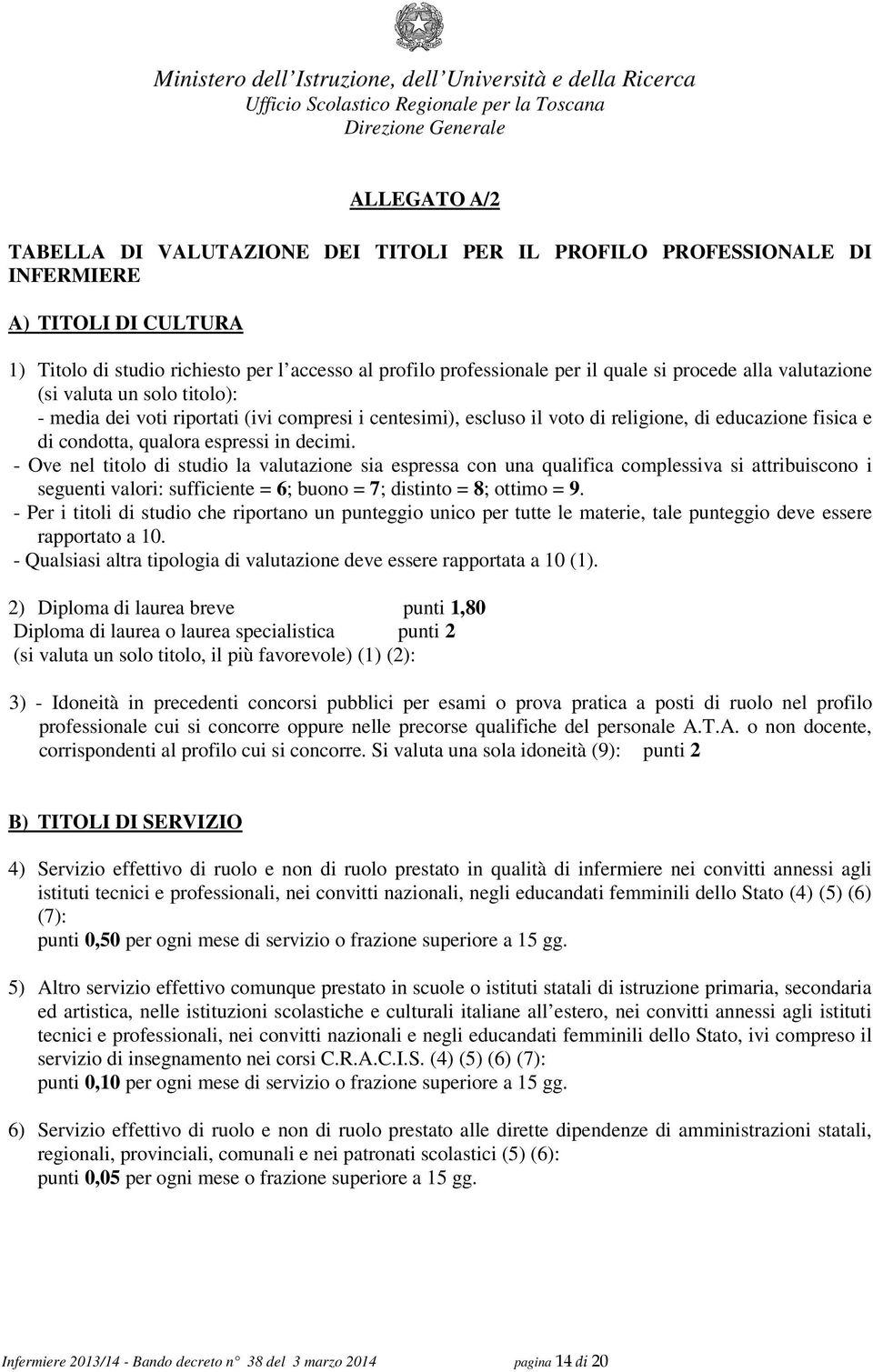 decimi. - Ove nel titolo di studio la valutazione sia espressa con una qualifica complessiva si attribuiscono i seguenti valori: sufficiente = 6; buono = 7; distinto = 8; ottimo = 9.