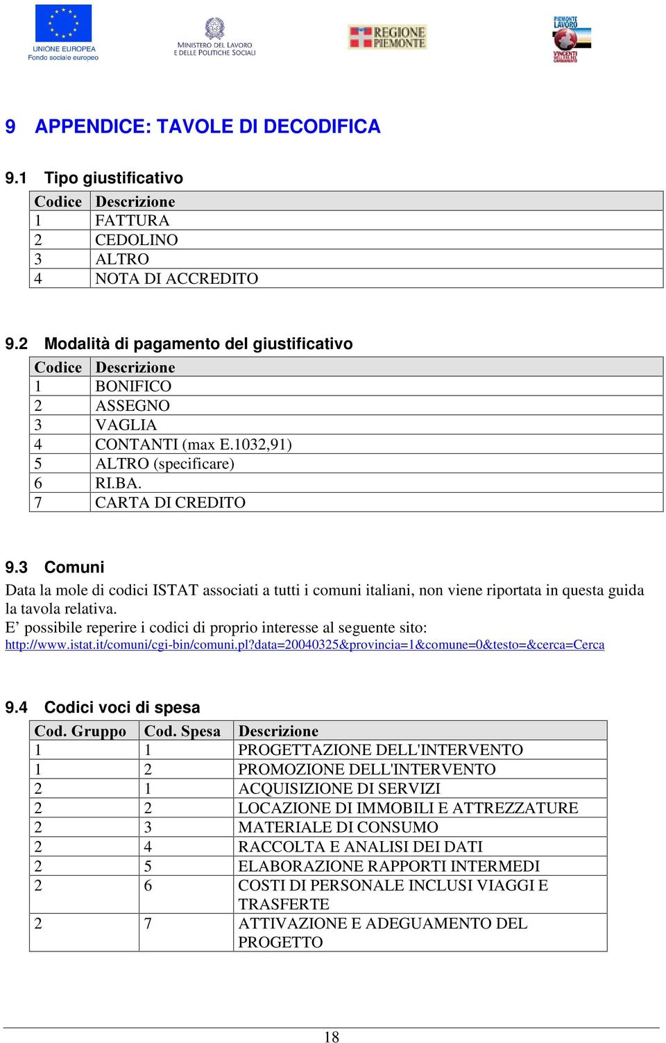 3 Comuni Data la mole di codici ISTAT associati a tutti i comuni italiani, non viene riportata in questa guida la tavola relativa.