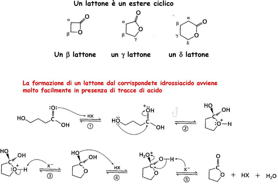 lattone dal corrispondete idrossiacido