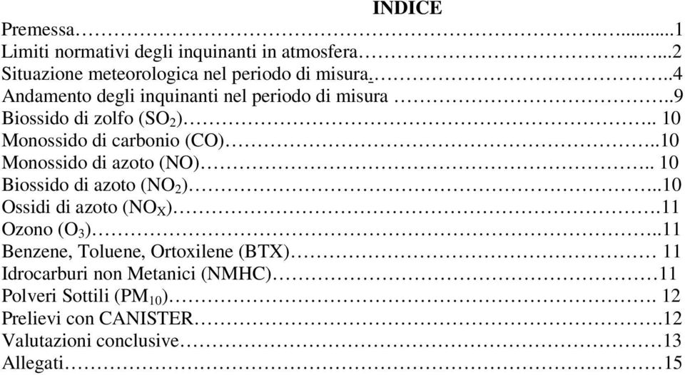 .10 Monossido di azoto (NO).. 10 Biossido di azoto (NO 2 )..10 Ossidi di azoto (NO X ).11 Ozono (O 3 ).