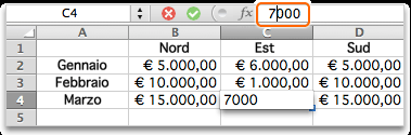 7. Modificare i dati Se si immettono i dati in modo non corretto o se si desidera semplicemente modificare un elemento, in Excel modificare i dati in qualsiasi momento è semplice.