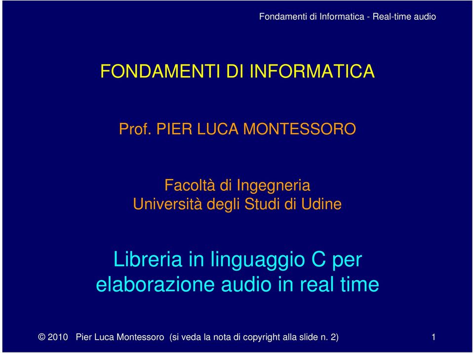 Studi di Udine Libreria in linguaggio C per elaborazione