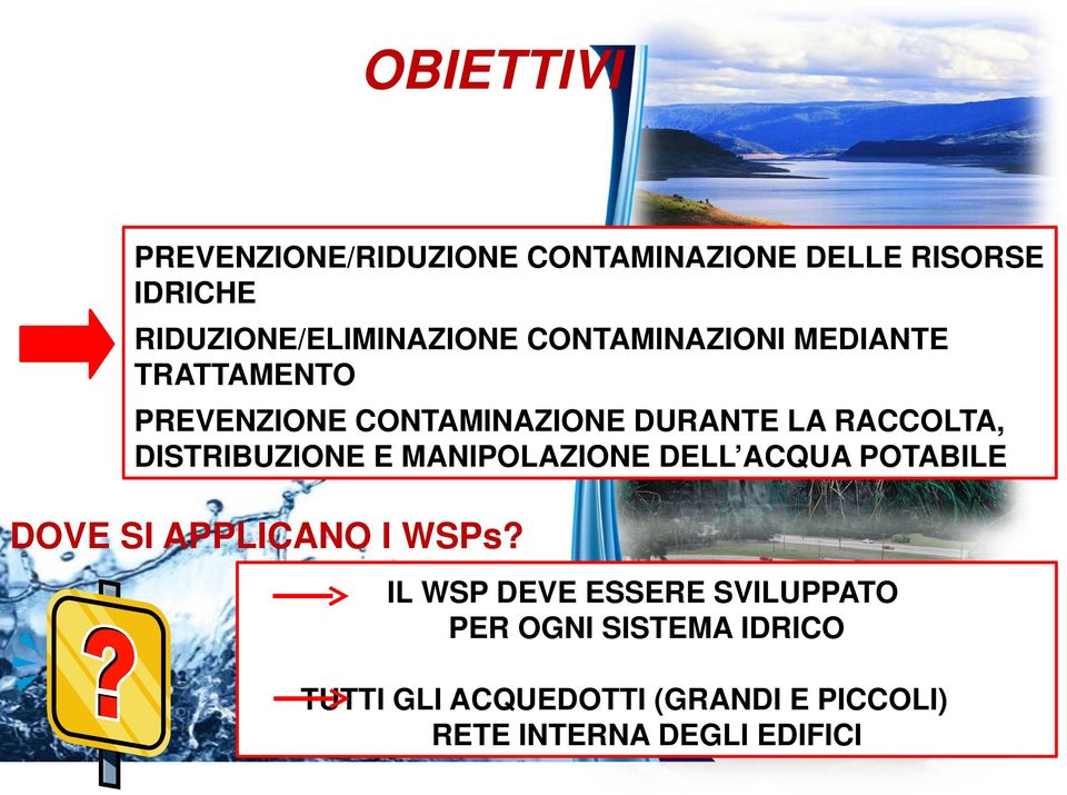 DISTRIBUZIONE E MANIPOLAZIONE DELL ACQUA POTABILE DOVE SI APPLICANO I WSPs?