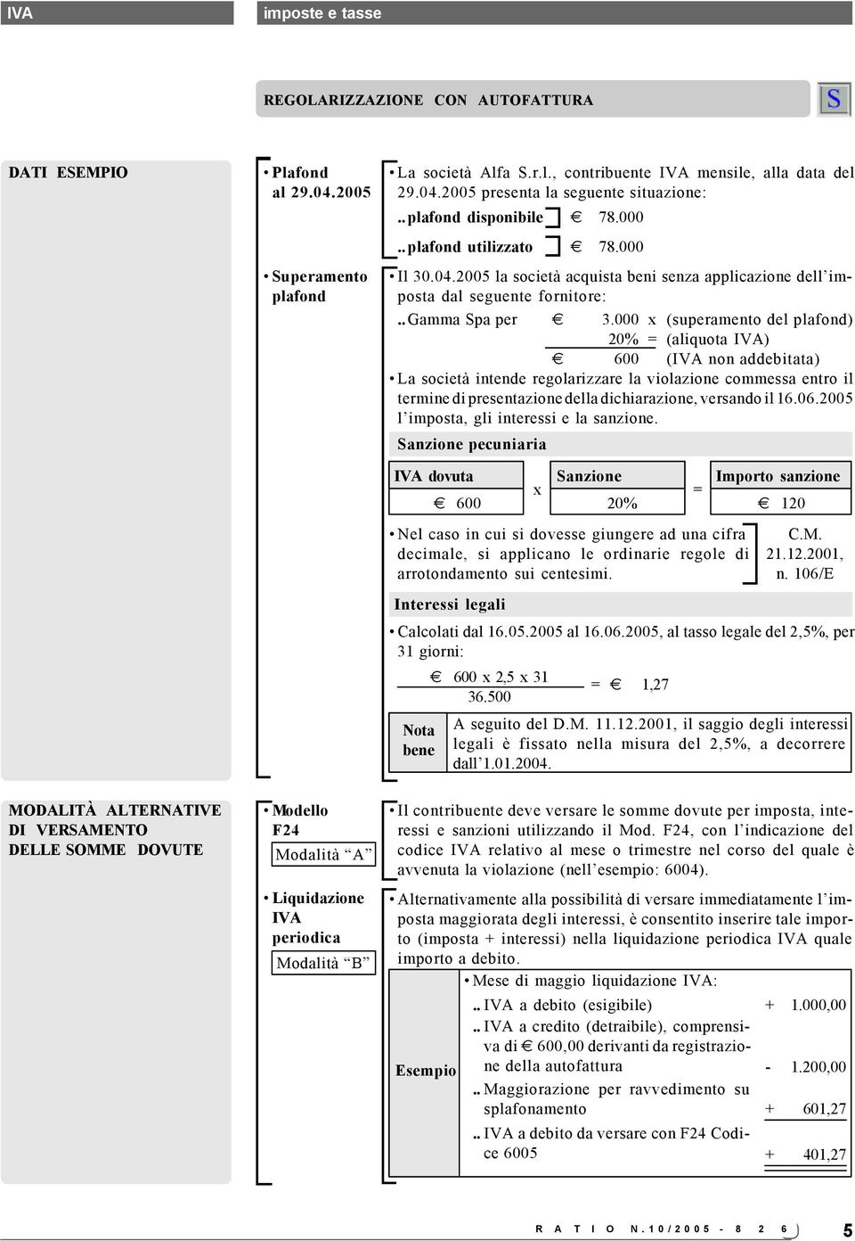 000 20% 600 (IVA non addebitata) La società intende regolarizzare la violazione commessa entro il termine di presentazione della dichiarazione, versando il 16.06.