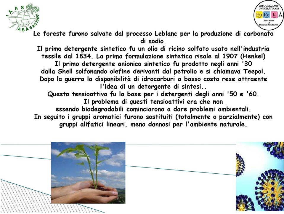 Dopo la guerra la disponibilità di idrocarburi a basso costo rese attraente l'idea di un detergente di sintesi.. Questo tensioattivo fu la base per i detergenti degli anni '50 e '60.