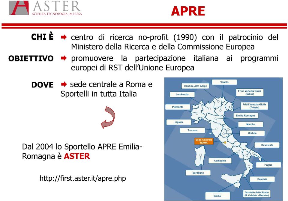 italiana ai programmi europei di RST dell Unione Europea sede centrale a Roma e