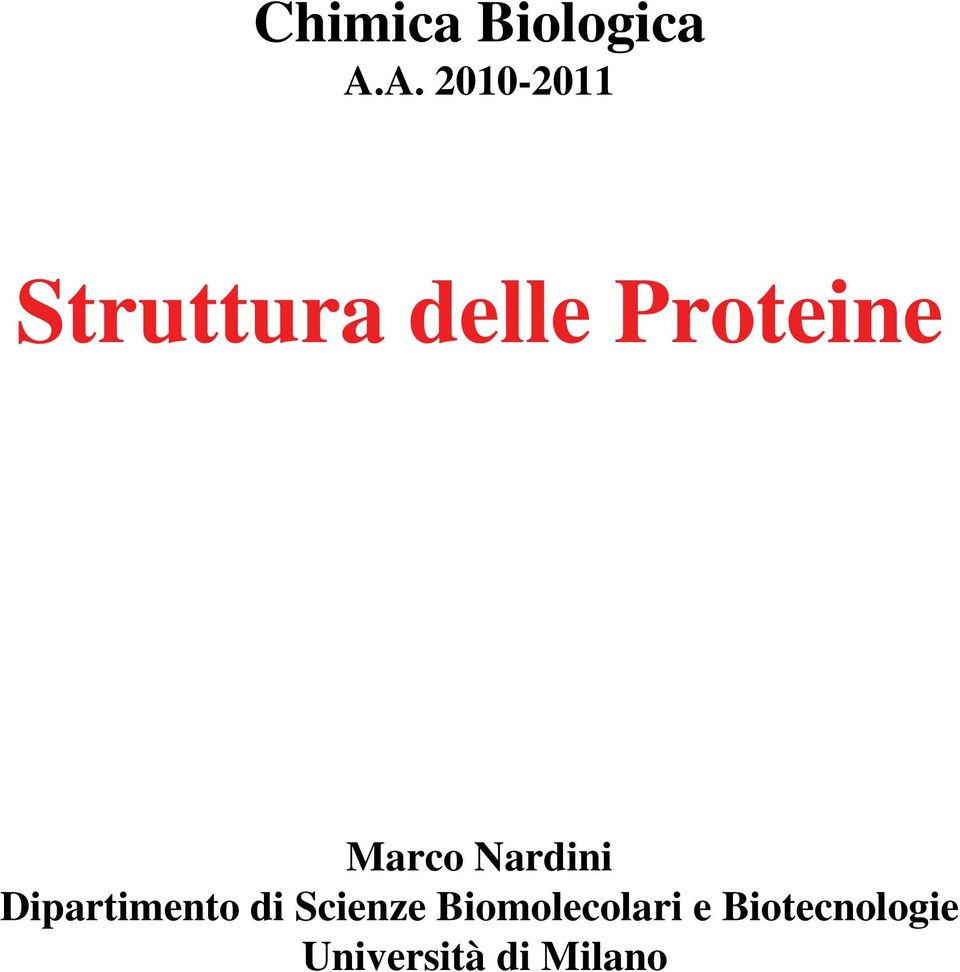 Proteine Marco Nardini Dipartimento