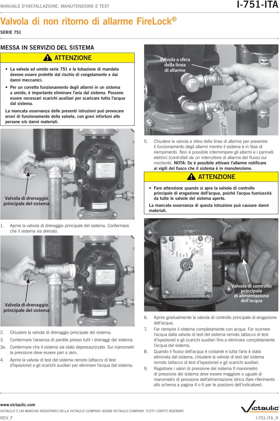 La mancata osservanza delle presenti istruzioni può provocare errori di funzionamento della valvola, con gravi infortuni alle persone e/o danni materiali. Valvola a sfera della linea di allarme 5.