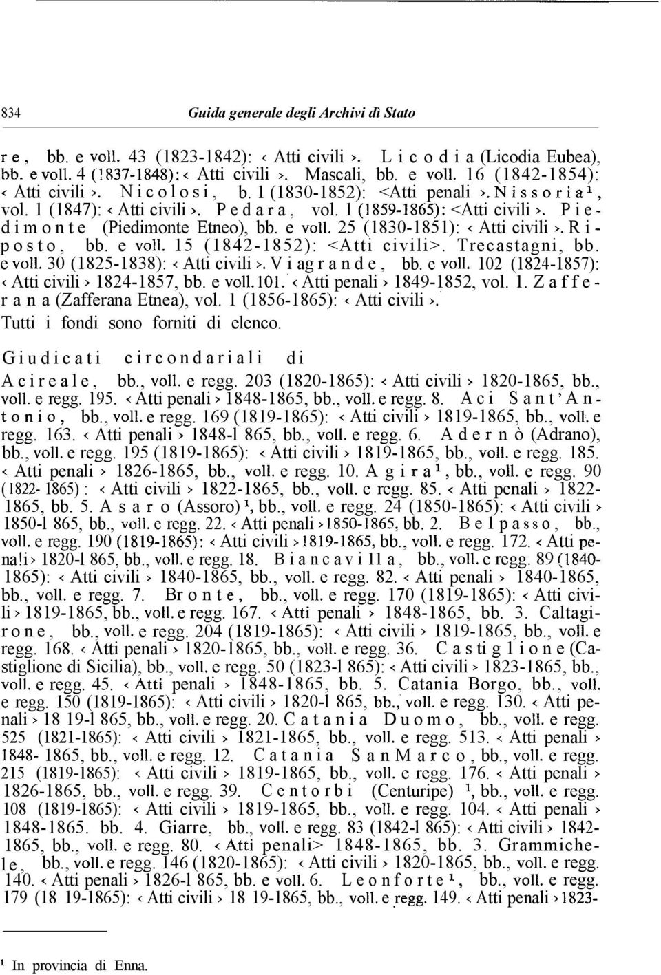 25 (1830-1851): < Atti civili x. R i - posto, bb. e ~011. 15 (1842-1852): <Atti civili>. Trecastagni, bb. e ~011. 30 (1825-1838): < Atti civili >. V i ag r a n d e, bb. e ~011. 102 (1824-1857): < Atti civili > 1824-1857, bb.