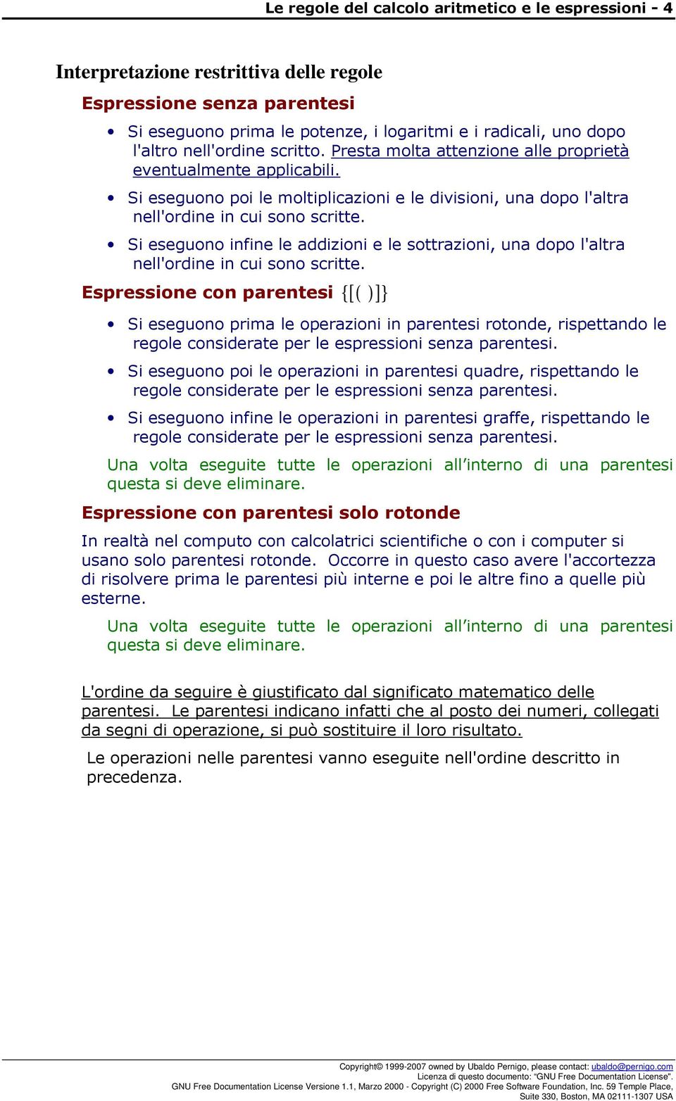 Le Regole Del Calcolo Aritmetico E Le Espressioni Arithmetic Expression Rules Pdf Free Download