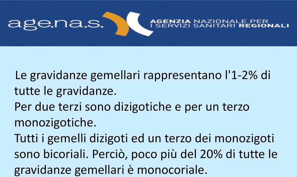 Tutti i gemelli dizigoti ed un terzo dei monozigoti sono bicoriali.