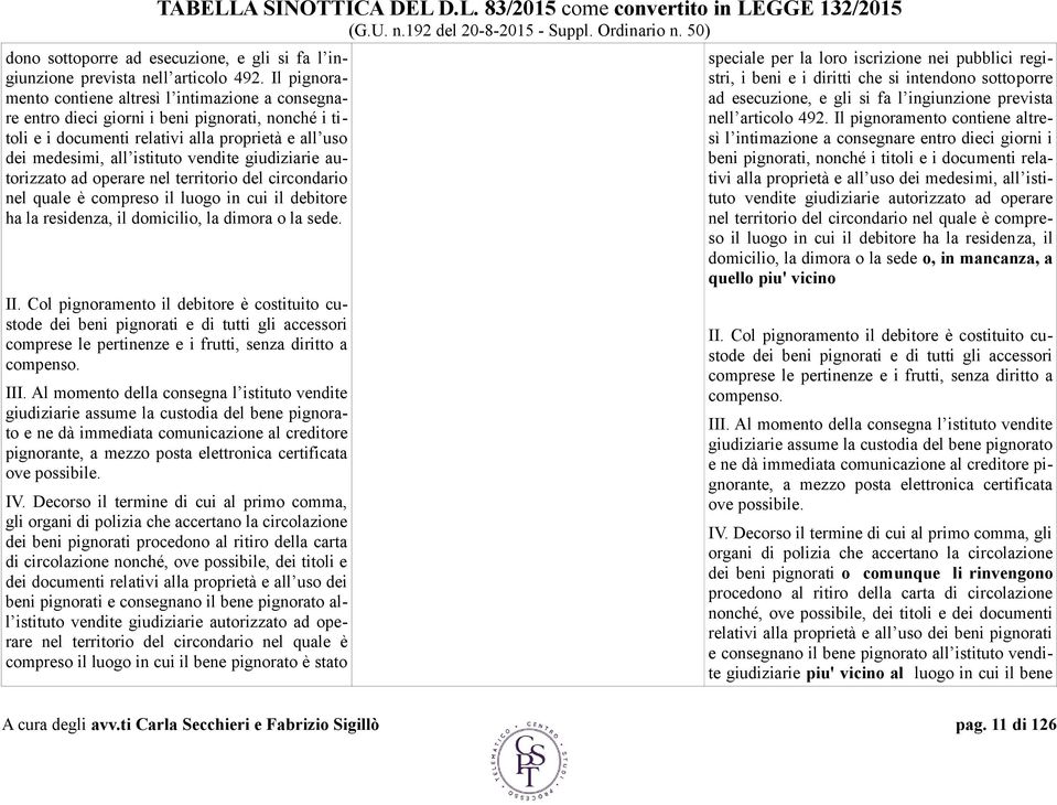 giudiziarie autorizzato ad operare nel territorio del circondario nel quale è compreso il luogo in cui il debitore ha la residenza, il domicilio, la dimora o la sede. II.