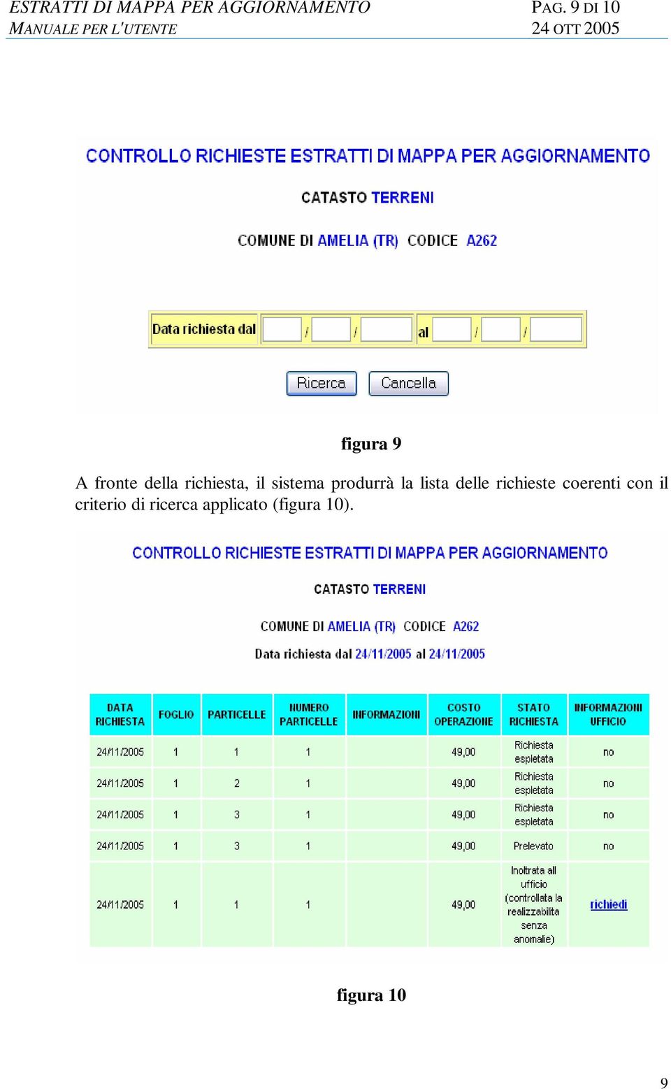 sistema produrrà la lista delle richieste