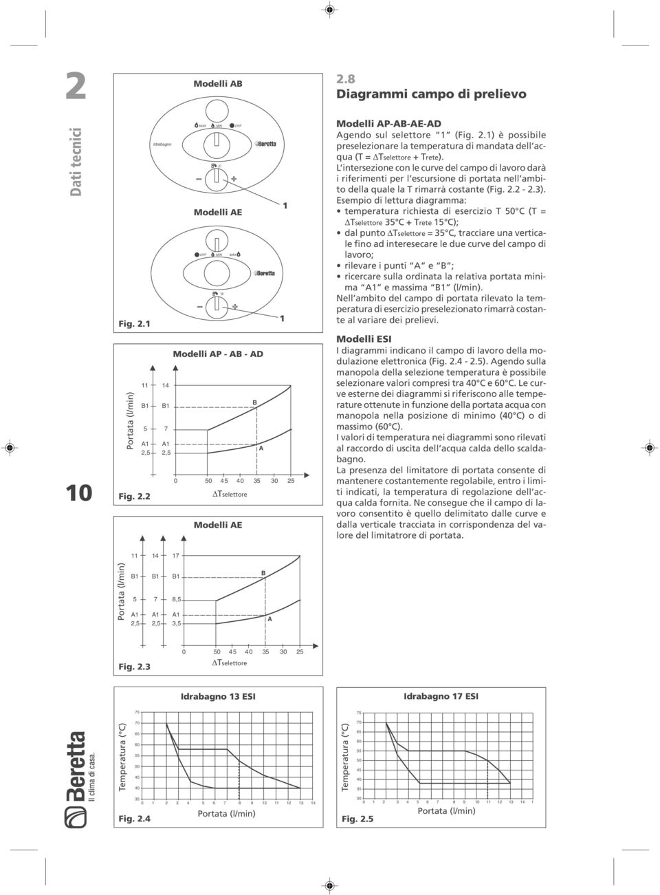 L intersezione con le curve del campo di lavoro darà i riferimenti per l escursione di portata nell ambito della quale la T rimarrà costante (Fig...).