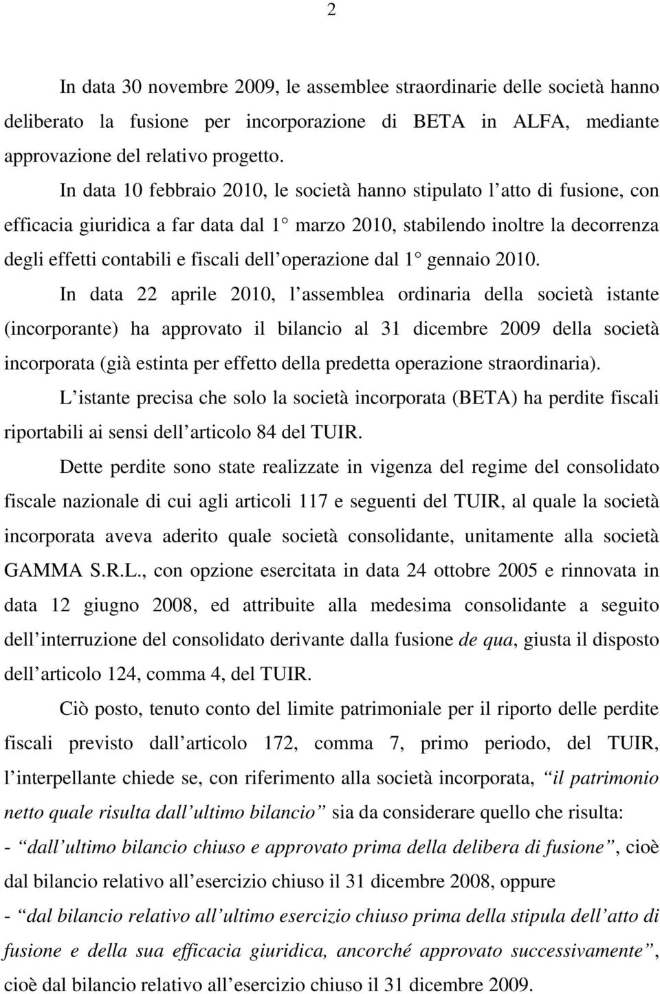 operazione dal 1 gennaio 2010.