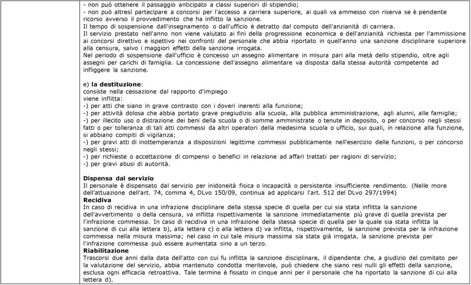 Il servizio prestato nell'anno non viene valutato ai fini della progressione economica e dell'anzianità richiesta per l'ammissione ai concorsi direttivo e ispettivo nei confronti del personale che