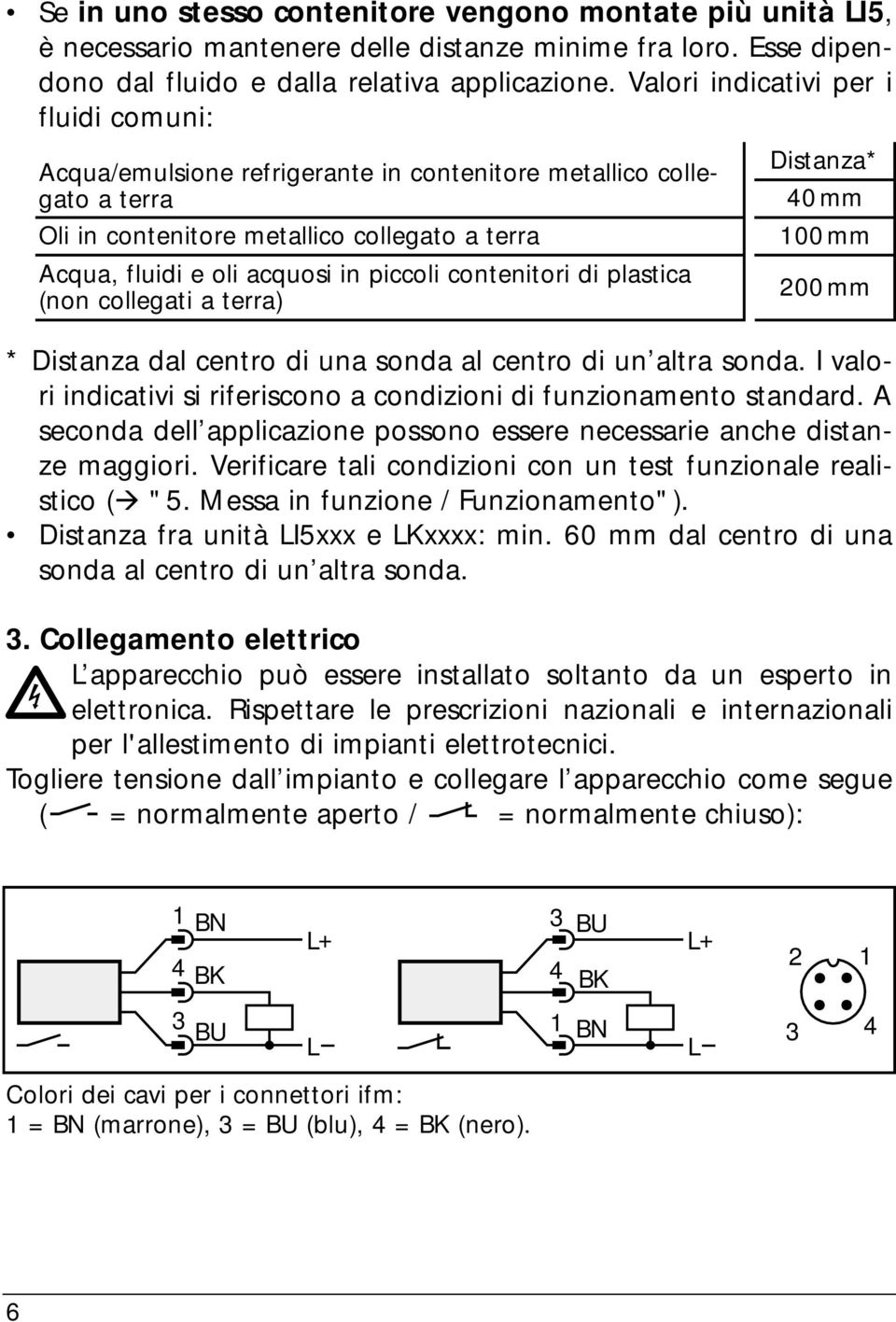 acquosi in piccoli contenitori di plastica (non collegati a terra) 00mm * Distanza dal centro di una sonda al centro di un altra sonda.