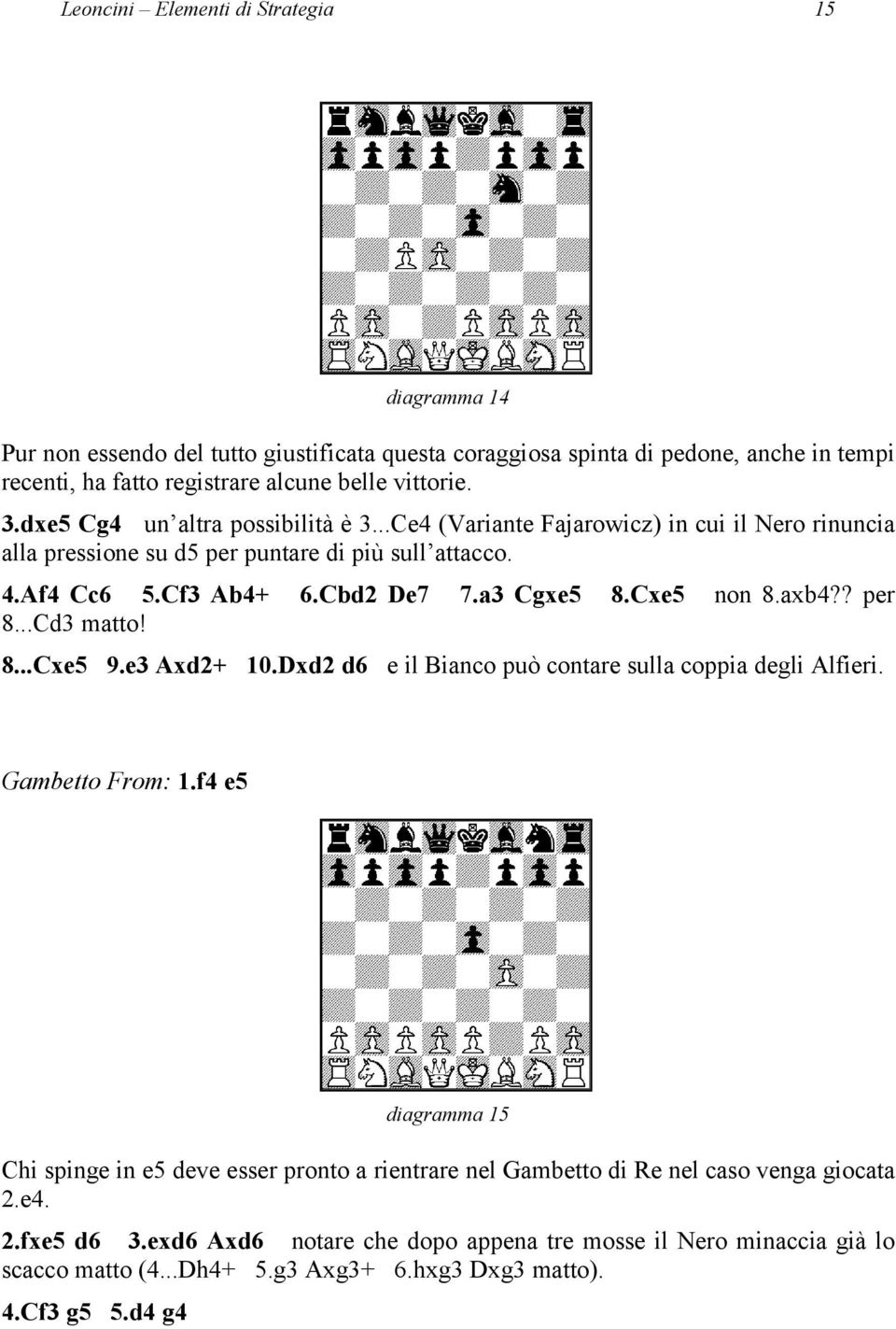 Cxe5 non 8.axb4?? per 8...Cd3 matto! 8...Cxe5 9.e3 Axd2+ 10.Dxd2 d6 e il Bianco può contare sulla coppia degli Alfieri. Gambetto From: 1.