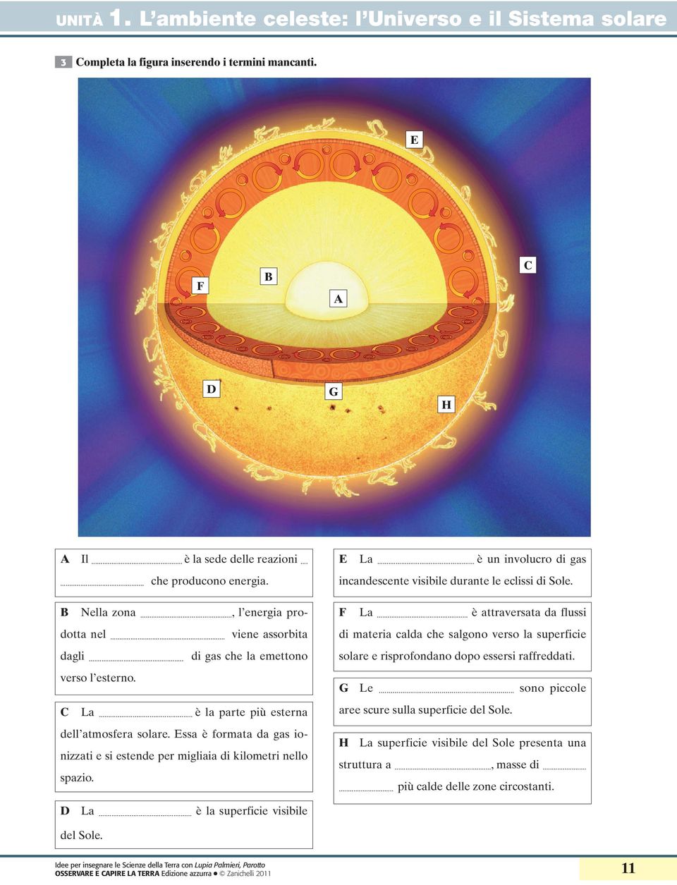è la superficie visibile del Sole. E La... è un involucro di gas incandescente visibile durante le eclissi di Sole.