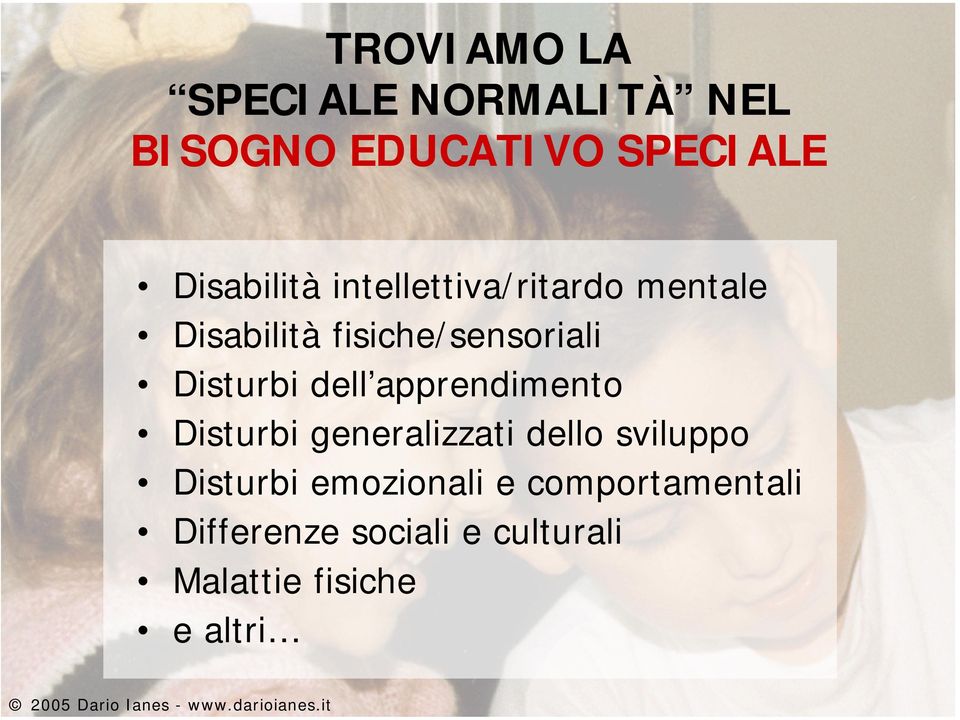 apprendimento Disturbi generalizzati dello sviluppo Disturbi emozionali