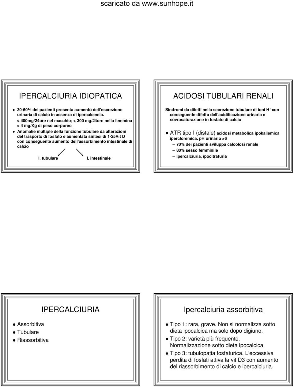 con conseguente aumento dell assorbimento intestinale di calcio I. tubulare I.