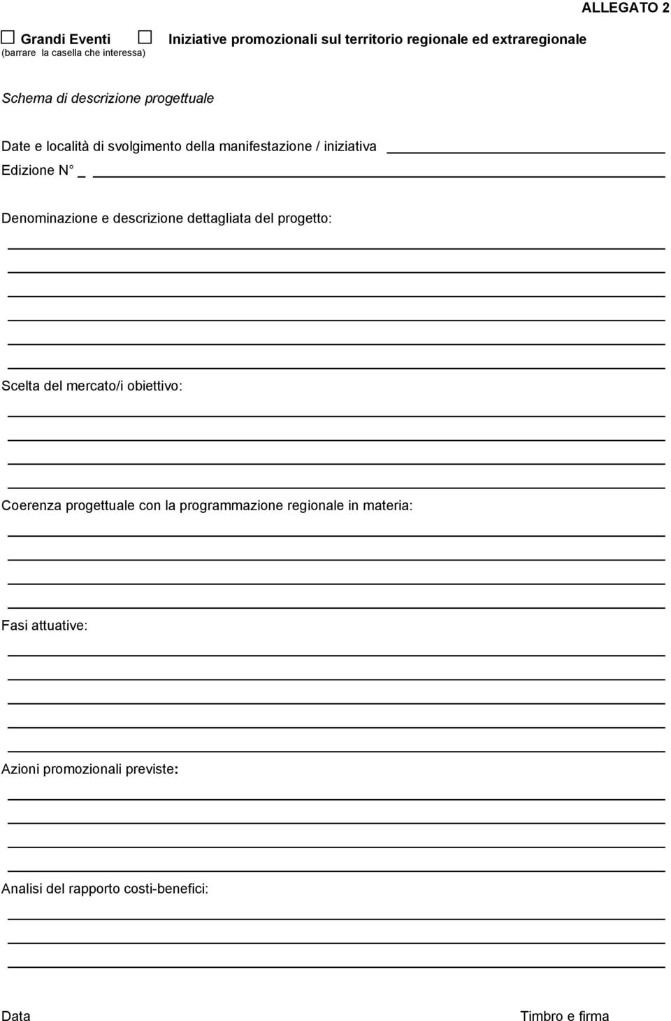 progetto: Scelta del mercato/i obiettivo: Coerenza progettuale con la programmazione