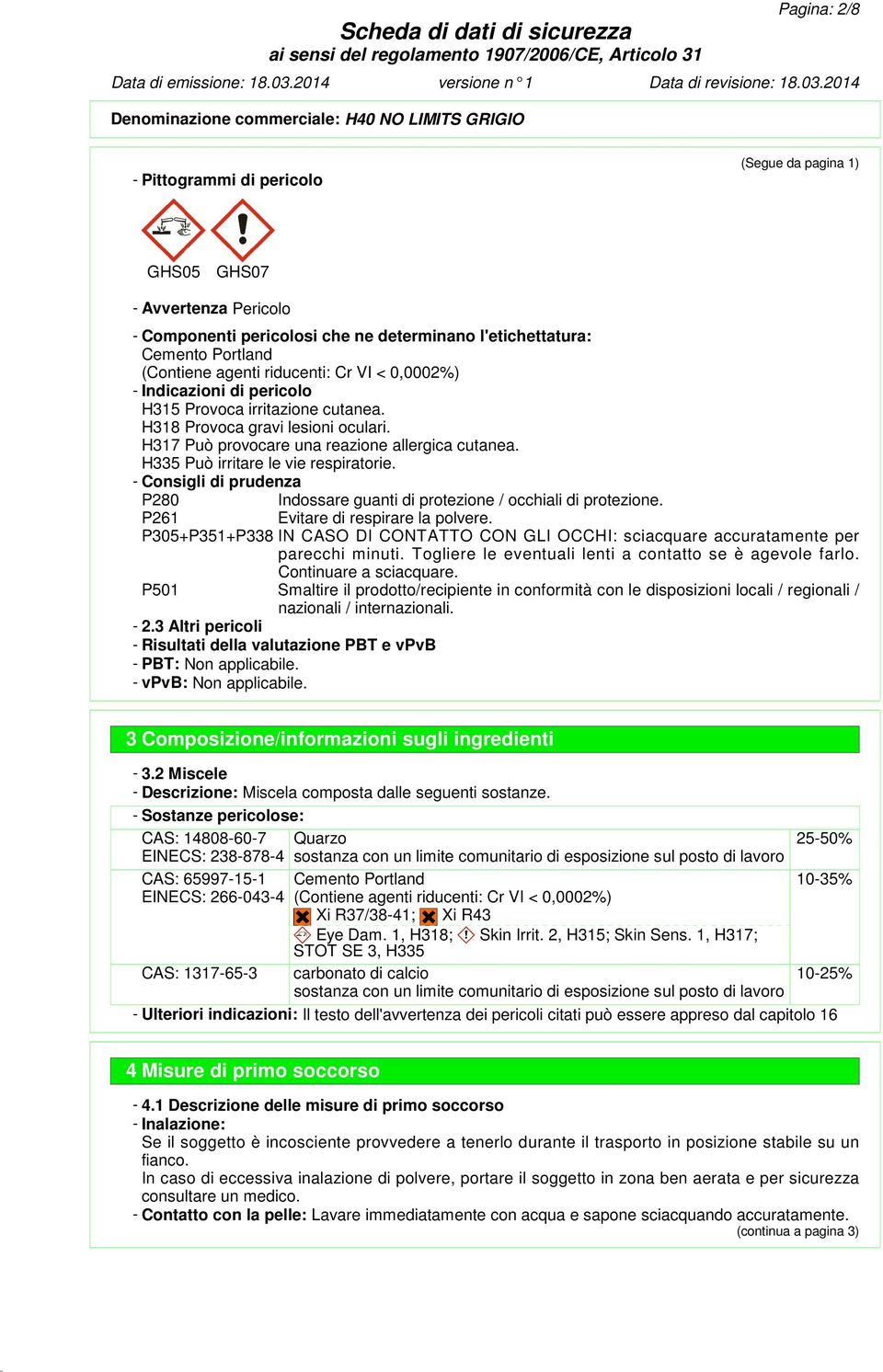 H317 Può provocare una reazione allergica cutanea. H335 Può irritare le vie respiratorie. - Consigli di prudenza P280 Indossare guanti di protezione / occhiali di protezione.