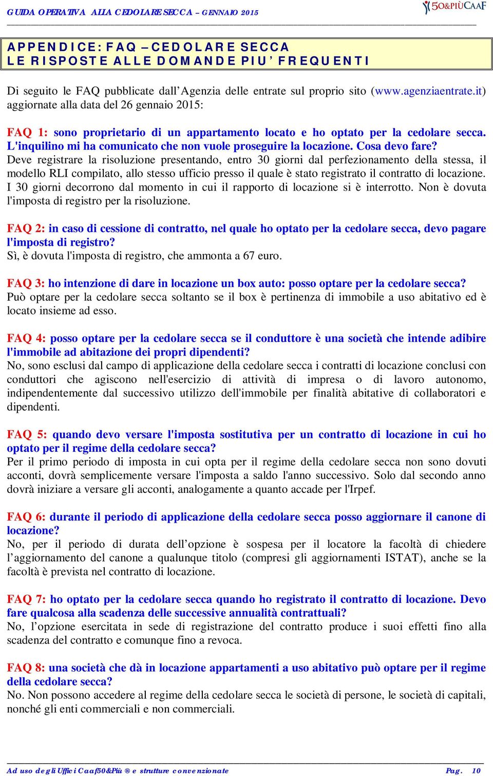 Guida Operativa Alla Cedolare Secca Gennaio Ambito