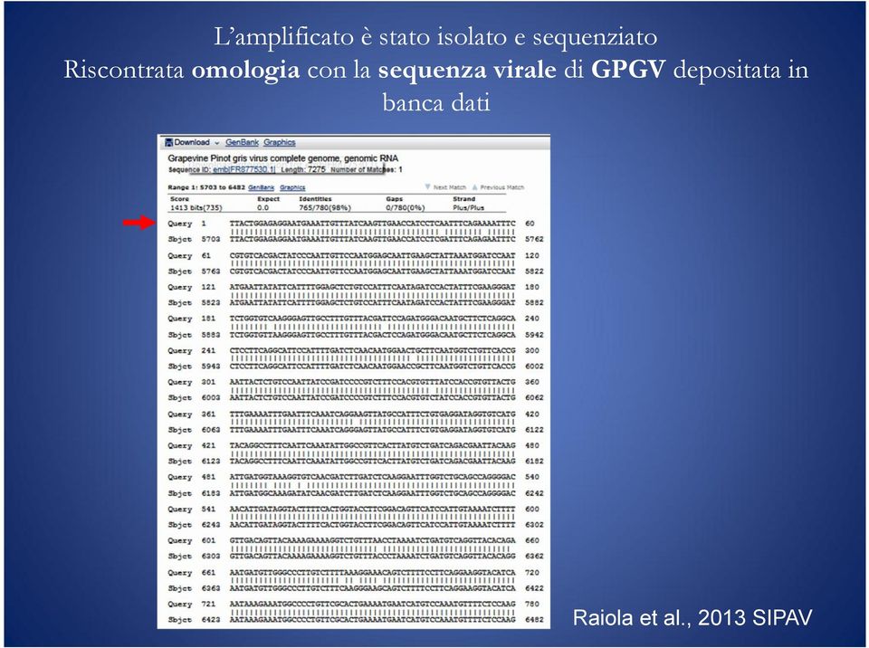 la sequenza virale di GPGV