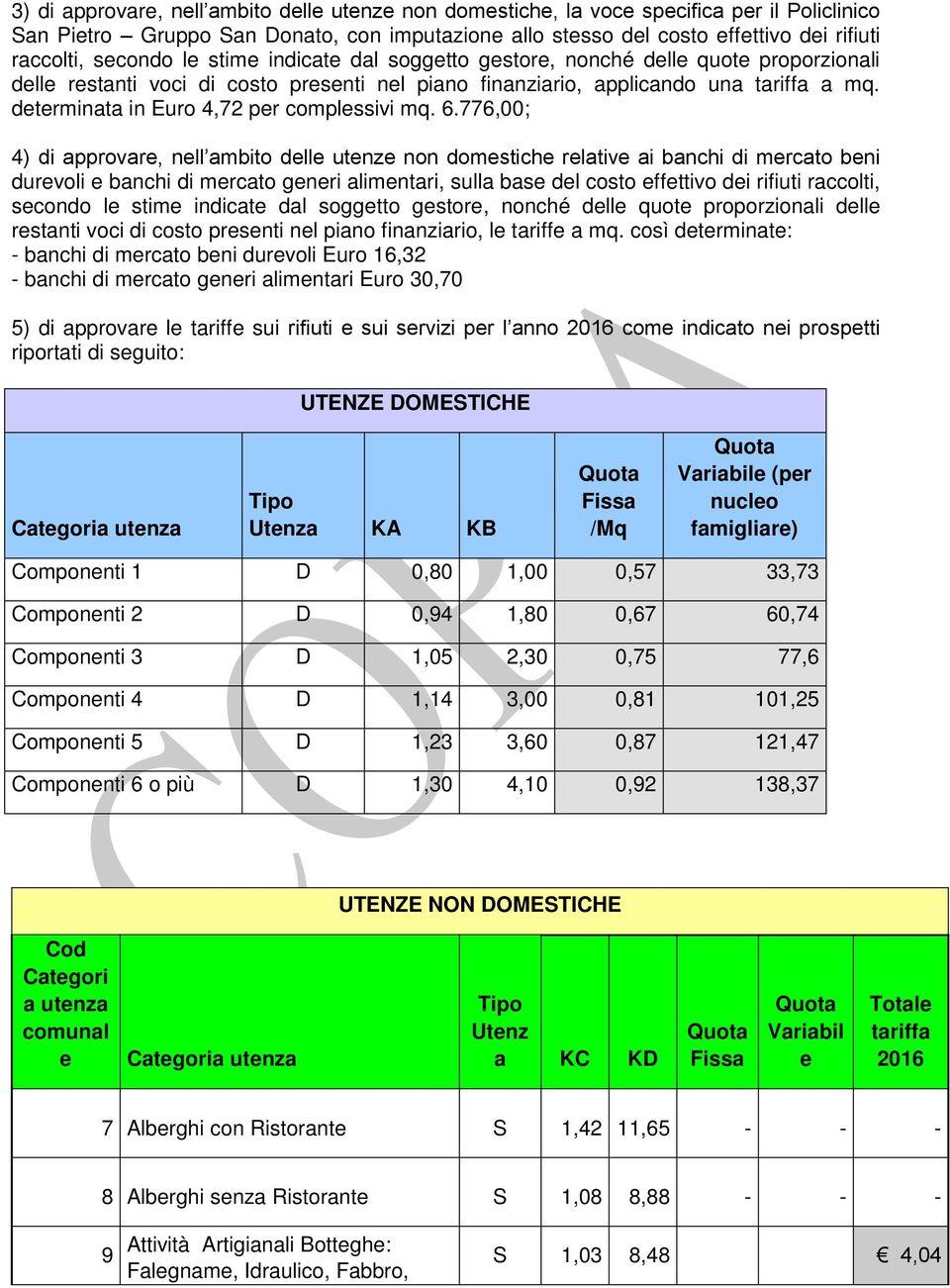 determinata in Euro 4,72 per complessivi mq. 6.