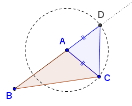 Il triangolo (UbiLearning) - 2 Costruibilità Teorema In ogni triangolo un lato è minore della somma degli altri due e maggiore della loro differenza. Dato un triangolo ABC si ha come tesi.