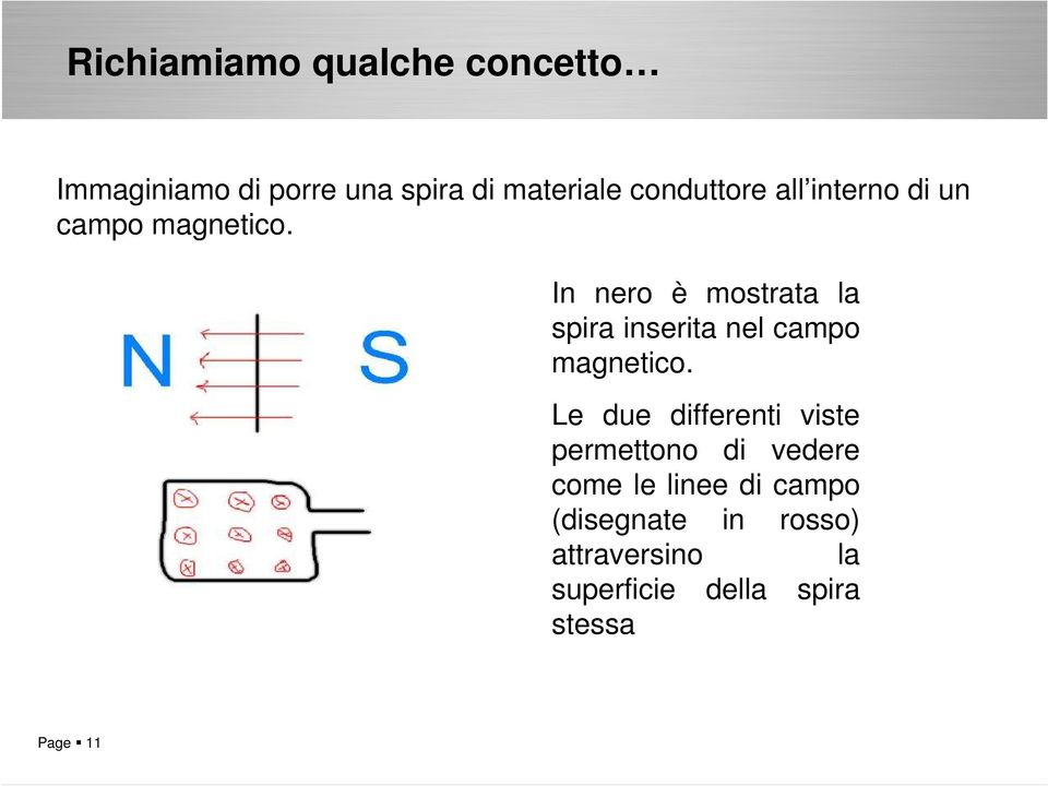 In nero è mostrata la spira inserita nel campo magnetico.