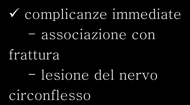 Lussazione di spalla complicanze immediate -