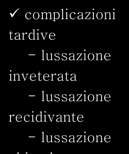 Lussazione di spalla complicazioni tardive -