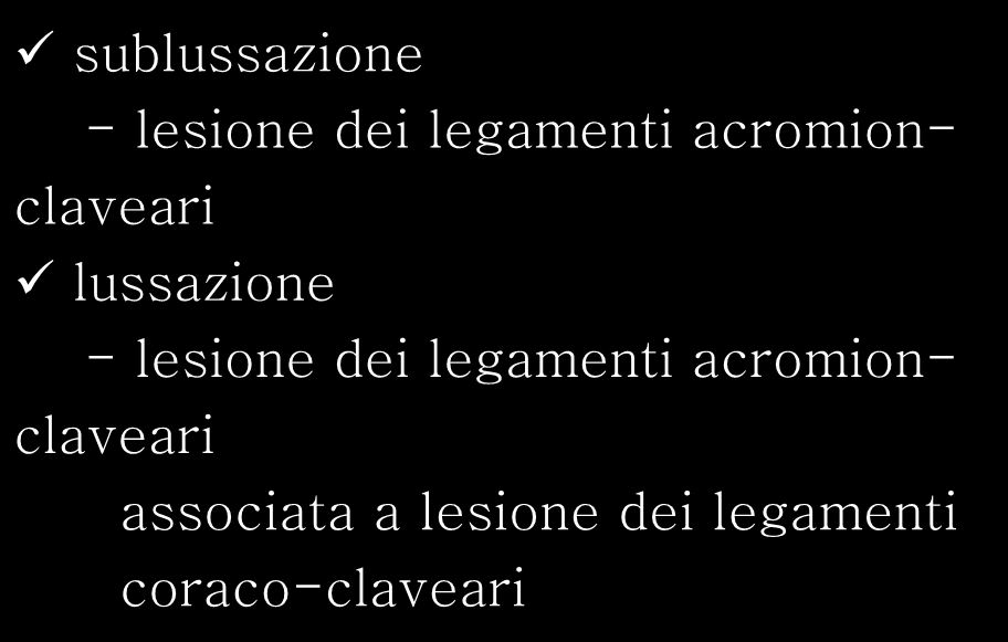 Lussazione acromion-claveare sublussazione - lesione dei legamenti acromionclaveari