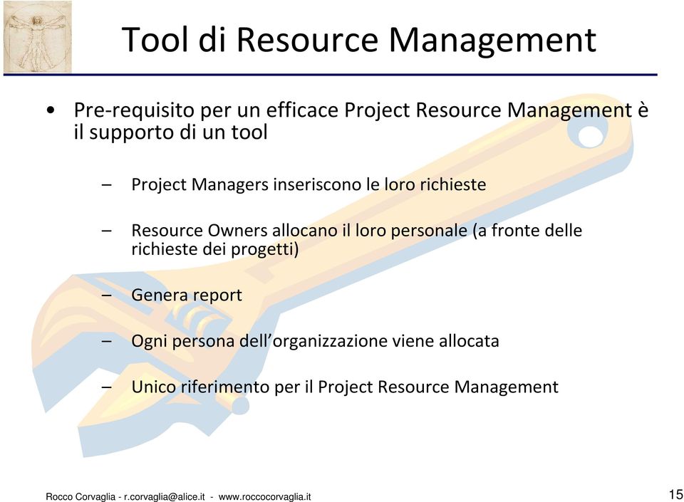 delle richieste dei progetti) Genera report Ogni persona dell organizzazione viene allocata Unico