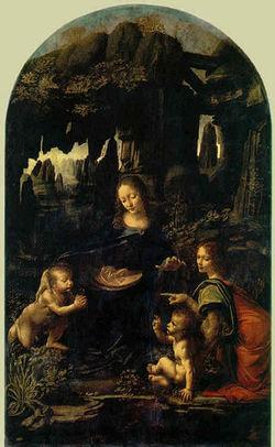 "LA VERGINE DELLE ROCCE E un dipinto di Leonardo realizzato con tecnica a olio su tavola tra il 1483 ed il 1486 ed è custodito a Parigi nel Museo del Louvre.