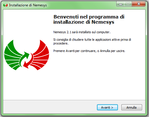 4. Installazione di Nemesys Cliccando sull icona dell eseguibile si dà inizio alla procedura che porterà all'installazione del software Ne.Me.Sys. sul PC dell utente.