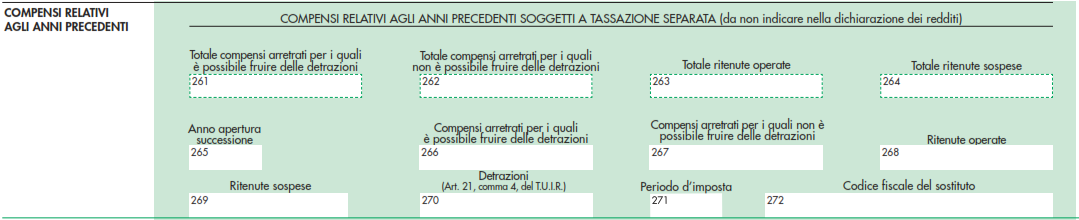 PUNTO 232 - CODICE FISCALE DEL SOSTITUTO Nel punto 232 deve essere compilato nelle ipotesi di operazioni straordinarie comportanti il passaggio di dipendenti indicando il codice fiscale del