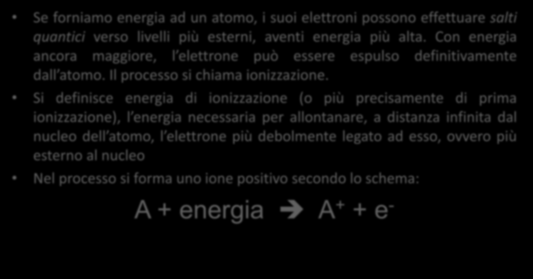 3.2 Le proprietà periodiche degli elementi L energia di ionizzazione.