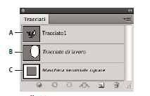 Pannello Tracciati A. Tracciato salvato B. Tracciato di lavoro temporaneo C.