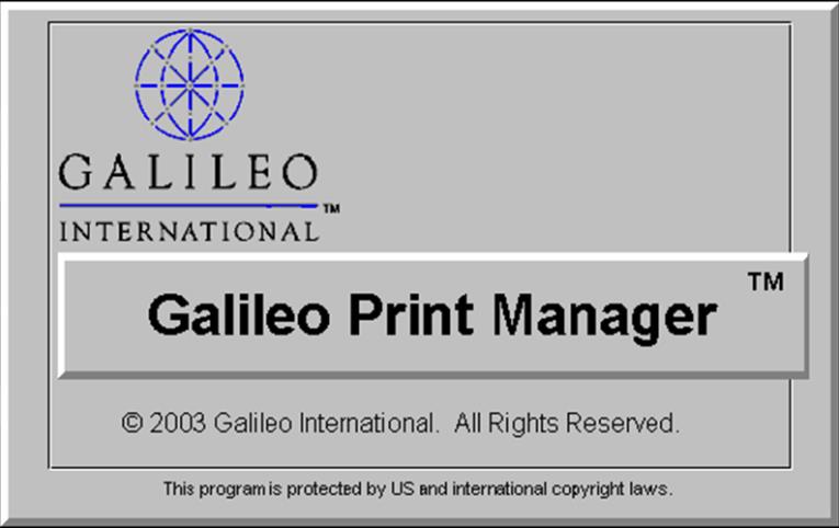 Una vlta avviat Galile ptrebbe apparire la maschera di Galile Print Manager ed