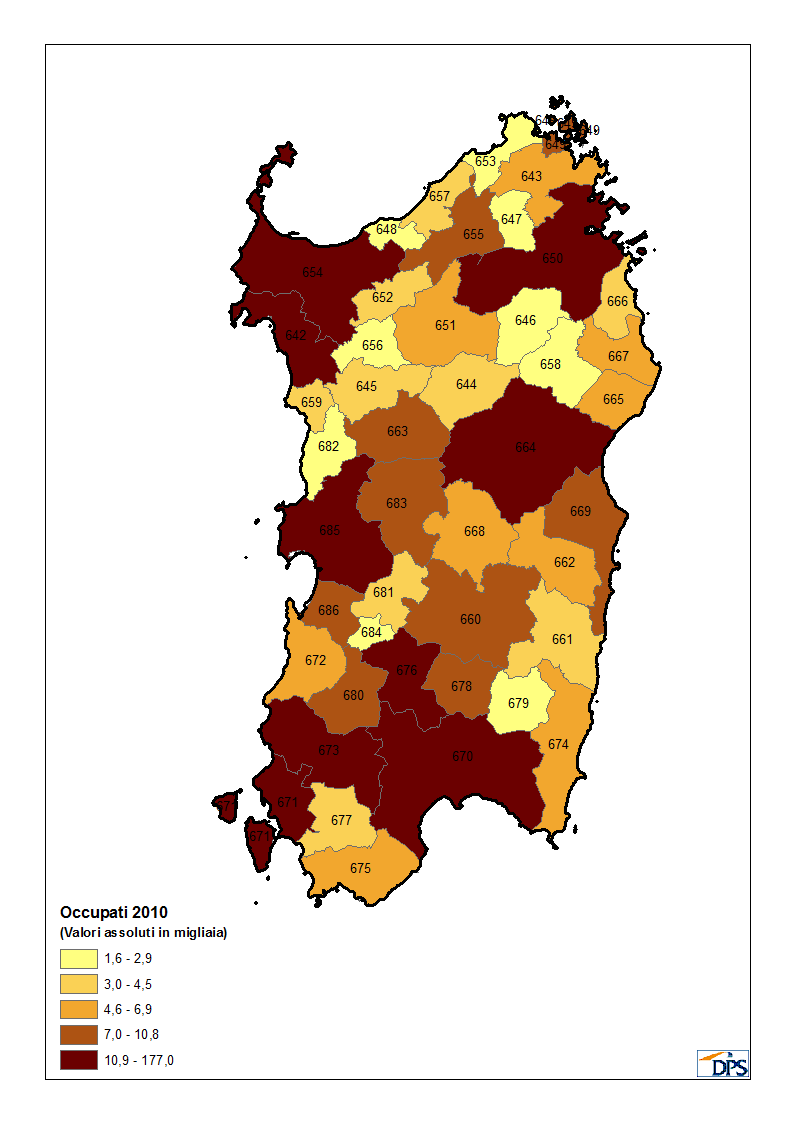 Sardegna Quanto alla struttura del mercato del lavoro, la Regione è caratterizzata nel 2012 da un tasso di occupazione 15-64 anni pari al 51,7 per cento, superiore alla media della ripartizione di