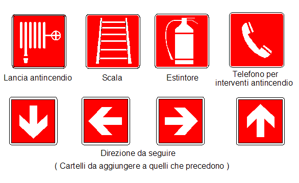 CARTELLI PER LE ATTREZZATURE ANTINCENDIO Forma quadrata o rettangolare