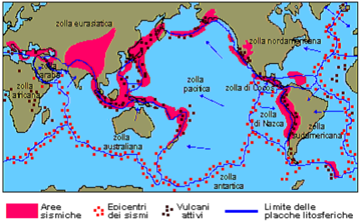 Terremoti nel mondo La distribuzione dei terremoti, così come quella dei vulcani, non è casuale.