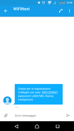 Figura 16. Dati richiesti per la registrazione al servizio In pochi istanti il sistema invierà al cellulare indicato un SMS con username e password Figura 17.