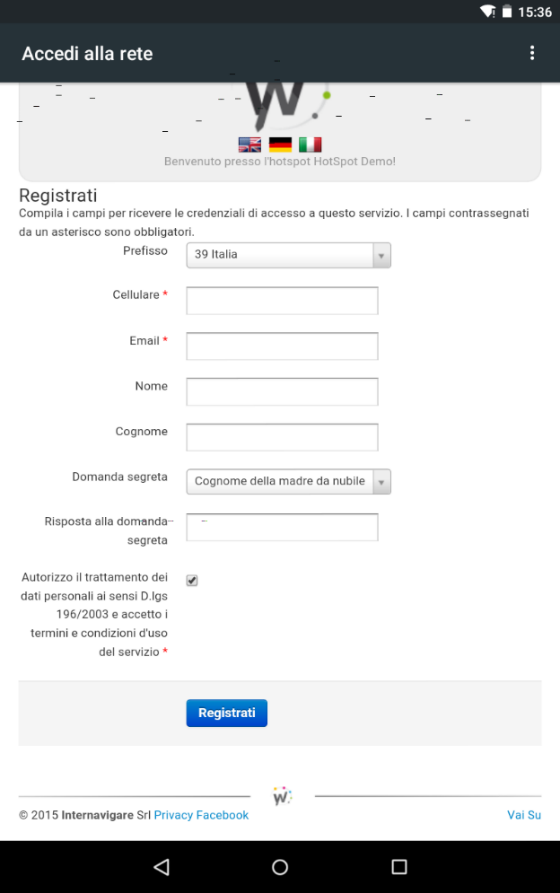 Figura 25. Dati richiesti per la registrazione al servizio/1 Figura 26.